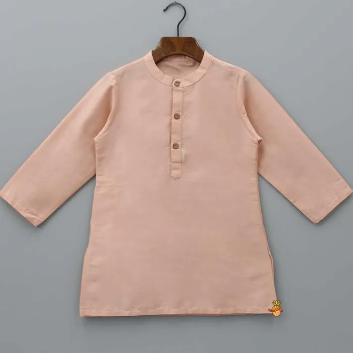 Online Peach Kurta With Brocade Multicolour Jacket And Pyjama BOY Indian Ethnic Wear | Ethnic Sets