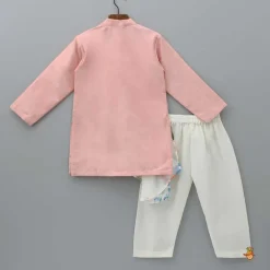 Online Peach Kurta With One Side Printed Panel And Pyjama BOY Twinning Sets | Indian Ethnic Wear