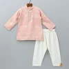 Fashion Peach Loop Buttons Detailed Kurta With Pyjama BOY Indian Ethnic Wear | Ethnic Sets
