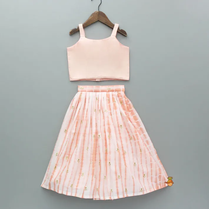Sale Peach Printed Embroidered Stylish Cape With Strappy Crop Top And Lehenga Ethnic Wear | Lehengas & Ghagras