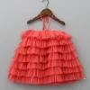 Discount Peachish Pink Backless Net Ruffle Dress Dresses & Sets | Dresses