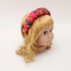 Online Peacock Printed Coral Pink Pleated Hair Band Hair Accessories | Hair Bands