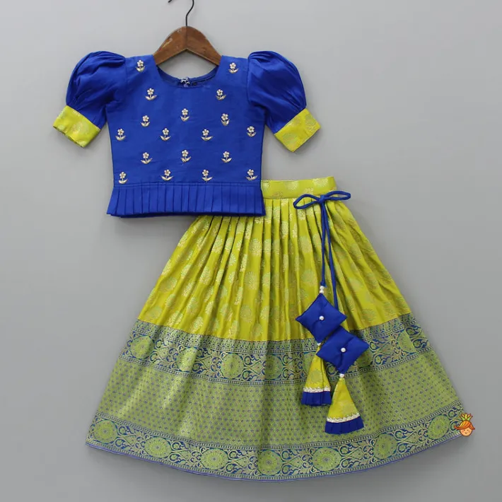 Outlet Pearl Beaded Work Top With Printed Lehenga Ethnic Wear | Lehengas & Ghagras