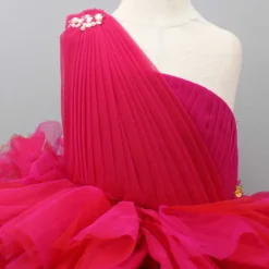 New Pearls And Pin Tuck Detailed Ruffle Frilly One Shoulder Dress Dresses & Sets | Dresses