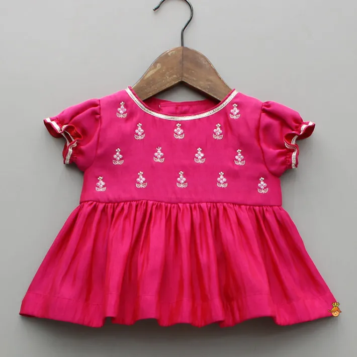Outlet Pearls Sequin Embroidered Pink Top And Bloomer Baby Essentials | Infant Clothing