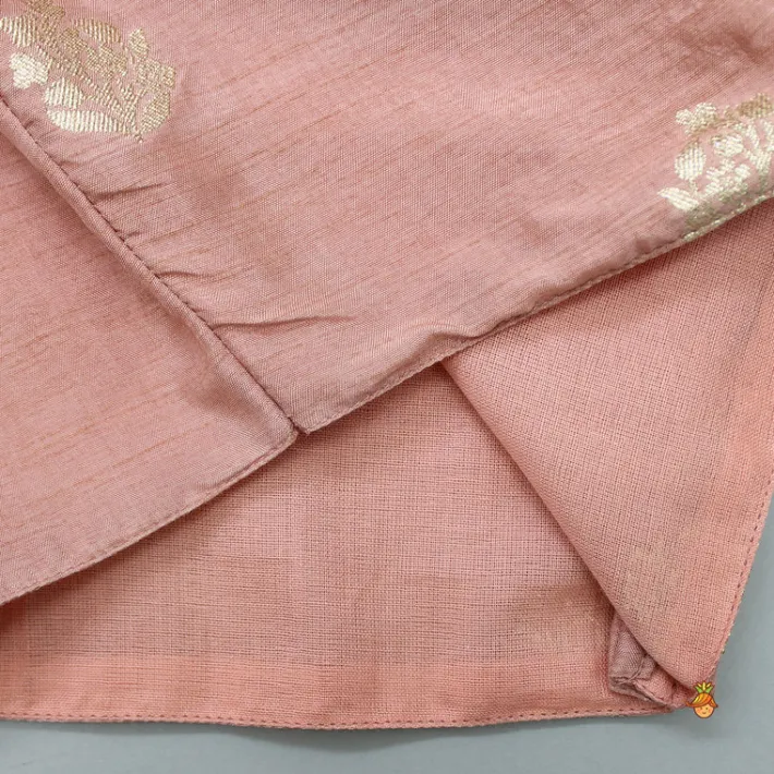 Best Peter Pan Collar Peach Top And Ruffle Hem Lehenga Ethnic Wear | Lehengas & Ghagras