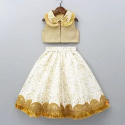 Online Peter Pan Collar Top And Embroidered Lehenga Ethnic Wear | Lehengas & Ghagras