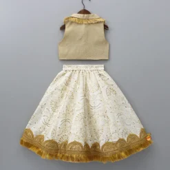 Online Peter Pan Collar Top And Embroidered Lehenga Ethnic Wear | Lehengas & Ghagras