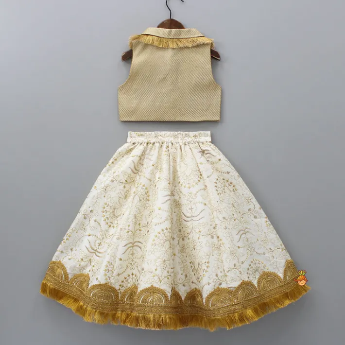 Online Peter Pan Collar Top And Embroidered Lehenga Ethnic Wear | Lehengas & Ghagras