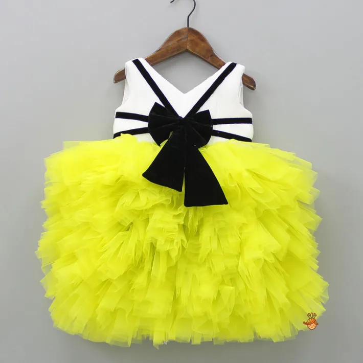 Discount Pin Tuck Detailed Ruffle Frilly White And Lime Green Party Dress Dresses & Sets | Dresses