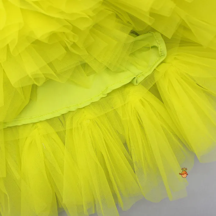 Discount Pin Tuck Detailed Ruffle Frilly White And Lime Green Party Dress Dresses & Sets | Dresses
