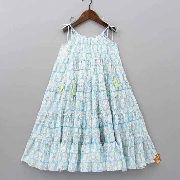 Outlet Pineapple Printed Tie Up Straps Flared Dress Dresses & Sets | Dresses