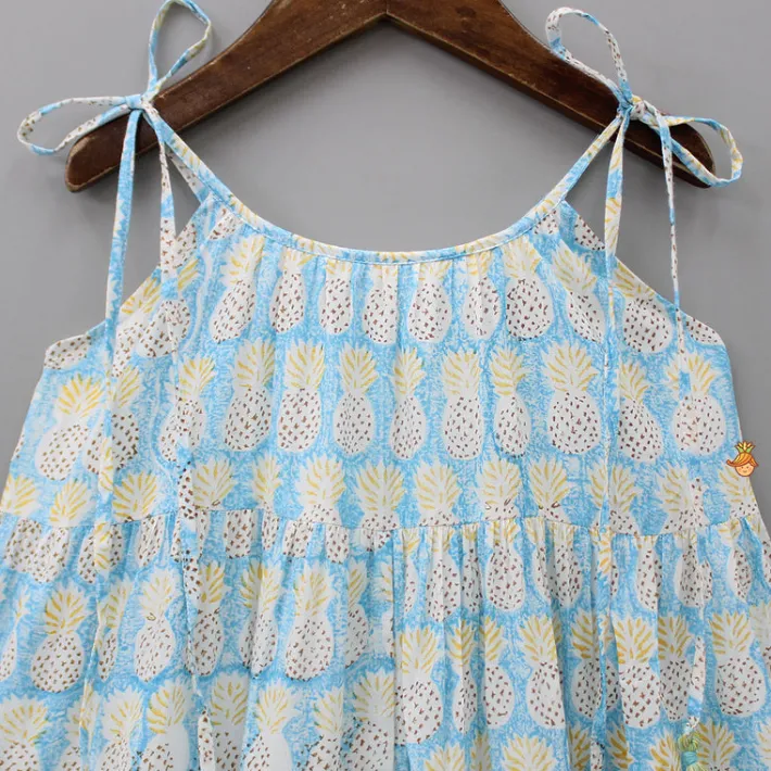 Outlet Pineapple Printed Tie Up Straps Flared Dress Dresses & Sets | Dresses