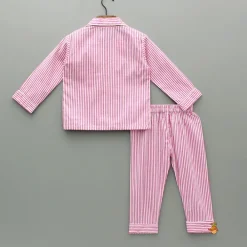 Online Pink And White Stripe Notch Collar Sleepwear BOY Sleep Wear | Sleepwear