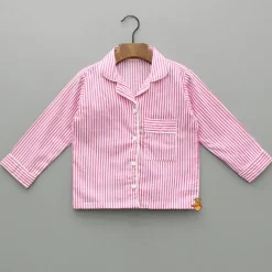Online Pink And White Stripe Notch Collar Sleepwear BOY Sleep Wear | Sleepwear
