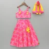 Clearance Pink Bandhani Printed Top And Lehenga With Dupatta Ethnic Wear | Lehengas & Ghagras