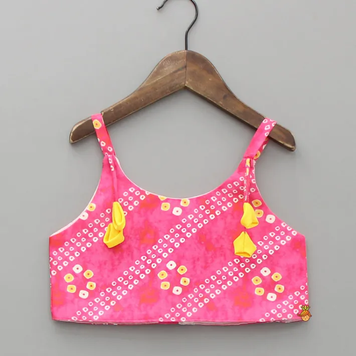 Clearance Pink Bandhani Printed Top And Lehenga With Dupatta Ethnic Wear | Lehengas & Ghagras