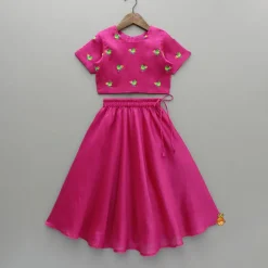 Sale Pink Bird Embroidered Top And Lehenga Twinning Sets | Ethnic Wear