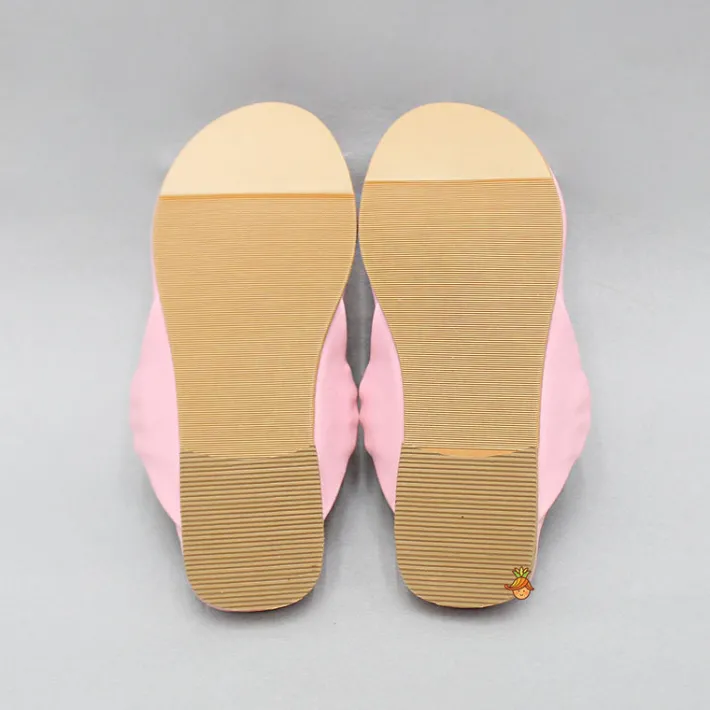 Fashion Pink Braided Kolhapuri Flats Shoes