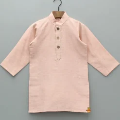 Discount Pink Chanderi Kurta With Stylish Embroidered Jacket And Pyjama BOY Twinning Sets | Indian Ethnic Wear
