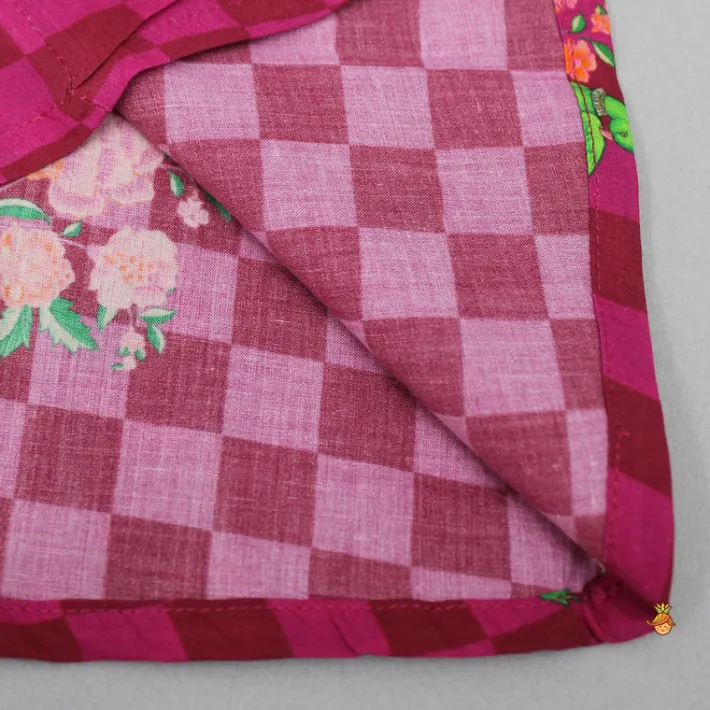 Hot Pink Checks Printed Kurti And Sharara Ethnic Wear | Palazzos & Shararas