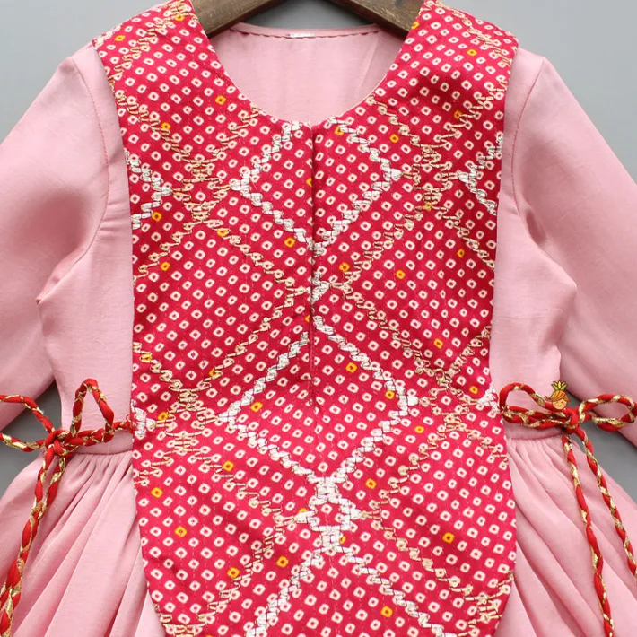Clearance Pink Contrast Printed And Embroidered Yoke Kurti Ethnic Wear | Kurtis & Jumpsuits