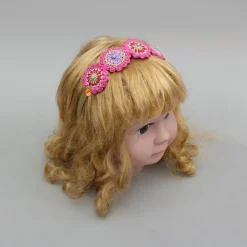 Hot Pink Crochet Flowers Embellished Hairband Hair Accessories | Hair Bands