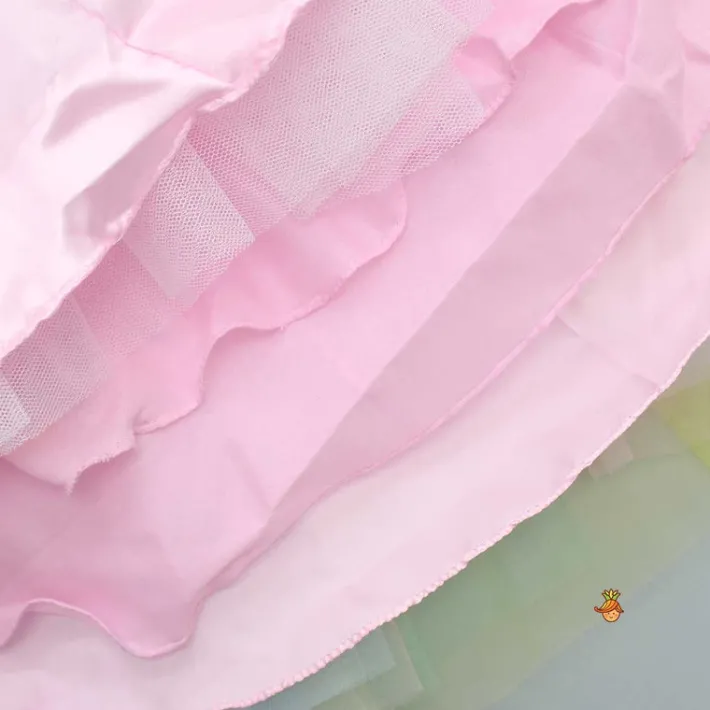 Clearance Pink Dress With Multicolour Net and Unicorn Beaded Brooch Dresses & Sets | Dresses