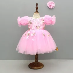 Discount Pink Embellished Dress With Butterfly Wings And Swirled Bow Hairclip Dresses & Sets | Dresses