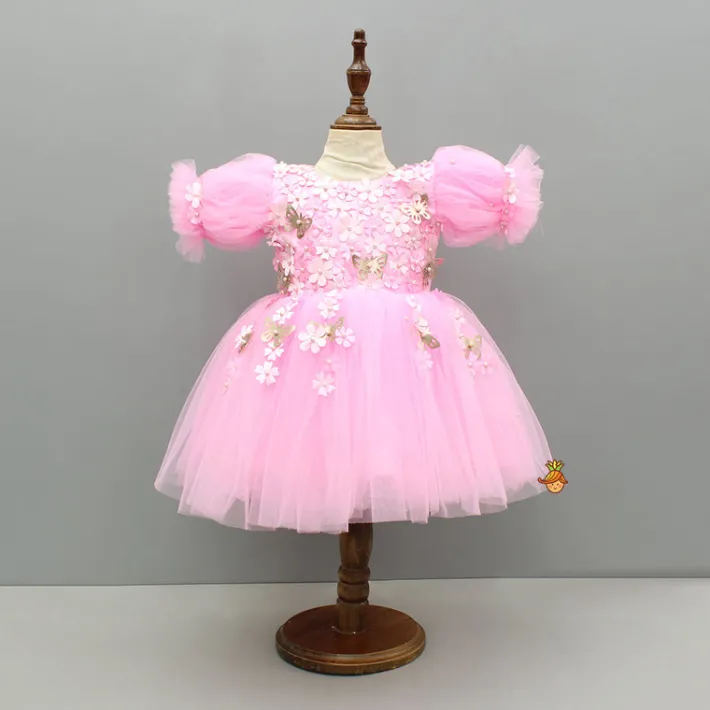 Discount Pink Embellished Dress With Butterfly Wings And Swirled Bow Hairclip Dresses & Sets | Dresses