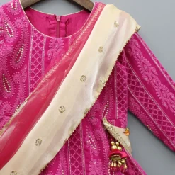 Sale Pink Embroidered Anarkali With Attached Dupatta Ethnic Wear | Sarees & Anarkalis