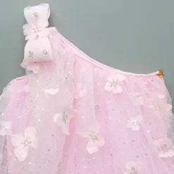 Fashion Pink Embroidered And Artificial Butterflies Embellished Dress Dresses & Sets | Dresses