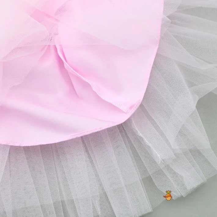 Fashion Pink Embroidered And Artificial Butterflies Embellished Dress Dresses & Sets | Dresses