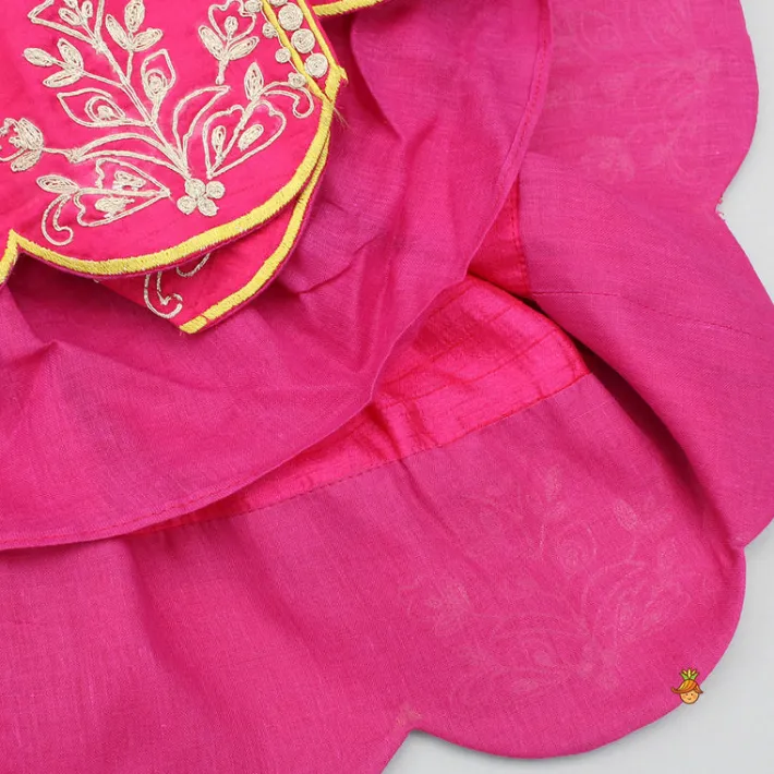Discount Pink Embroidered Angarkha Style Kurti And Tulip Dhoti Ethnic Wear | Dhotis & Patialas