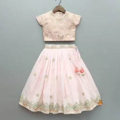 Best Pink Embroidered Brocade Top And Lehenga With Dupatta Ethnic Wear | Lehengas & Ghagras