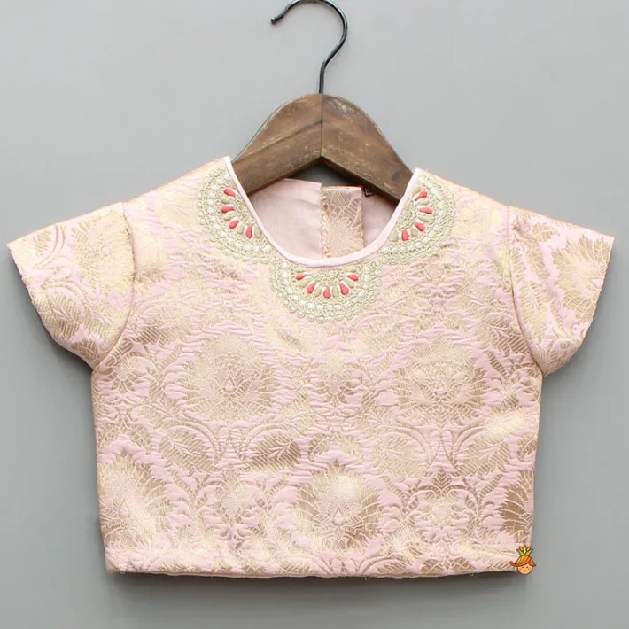 Best Pink Embroidered Brocade Top And Lehenga With Dupatta Ethnic Wear | Lehengas & Ghagras