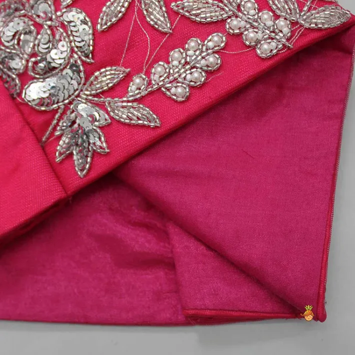 Sale Pink Embroidered Crop Top And Net Layered Lehenga Ethnic Wear | Lehengas & Ghagras