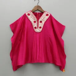 Discount Pink Embroidered Kaftan Style Kurti And Palazzo Ethnic Wear | Palazzos & Shararas