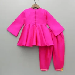 Sale Pink Embroidered Kurti With Attached Jacket And Tulip Pant Ethnic Wear | Churidars & Salwars