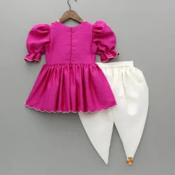 Best Pink Embroidered Peplum Kurti And Tulip Dhoti Ethnic Wear | Dhotis & Patialas