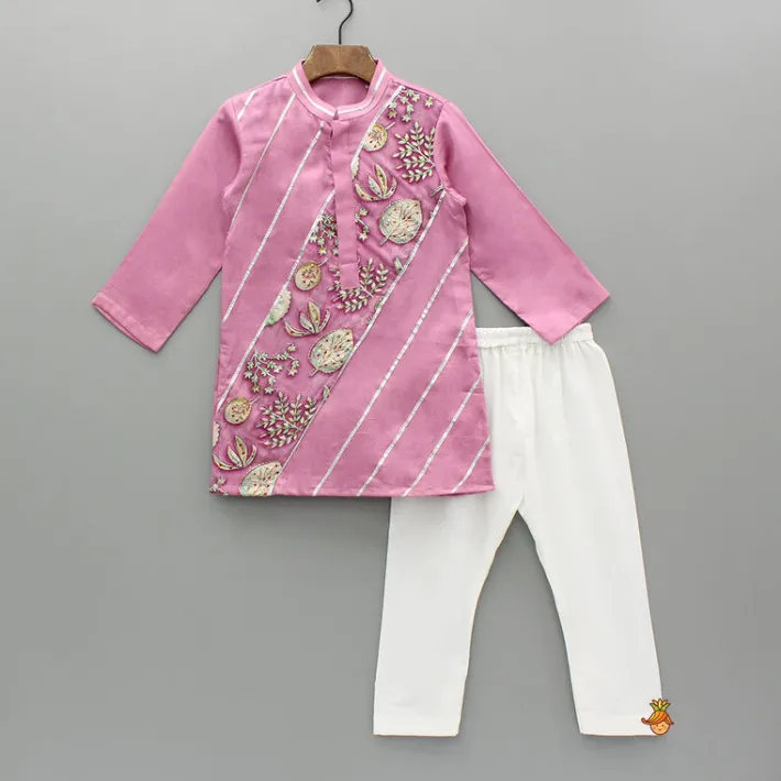 Clearance Pink Embroidered Printed Kurta And Pyjama BOY Indian Ethnic Wear | Ethnic Sets