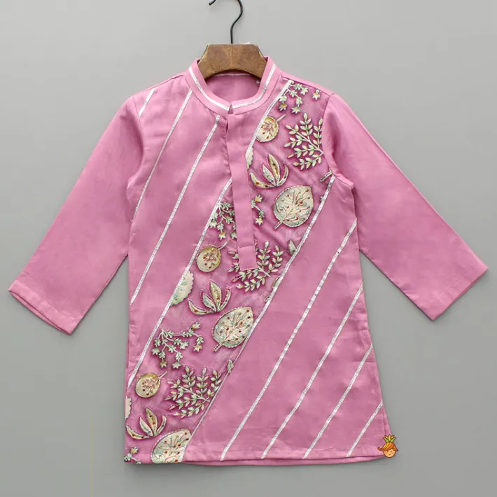 Clearance Pink Embroidered Printed Kurta And Pyjama BOY Indian Ethnic Wear | Ethnic Sets