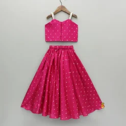 Hot Pink Embroidered Strappy Top And Lehenga Ethnic Wear | Lehengas & Ghagras