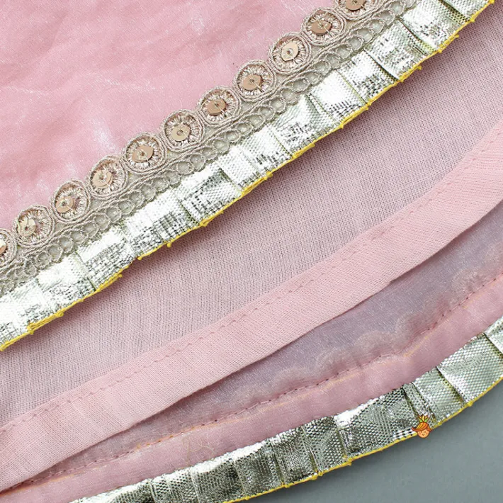 New Pink Embroidered Strappy Top And Palazzo With Bandhani Print Dupatta Ethnic Wear | Palazzos & Shararas