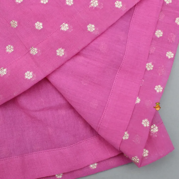 Hot Pink Embroidered Strappy Kurti And Tiered Sharara With Dupatta Ethnic Wear | Palazzos & Shararas
