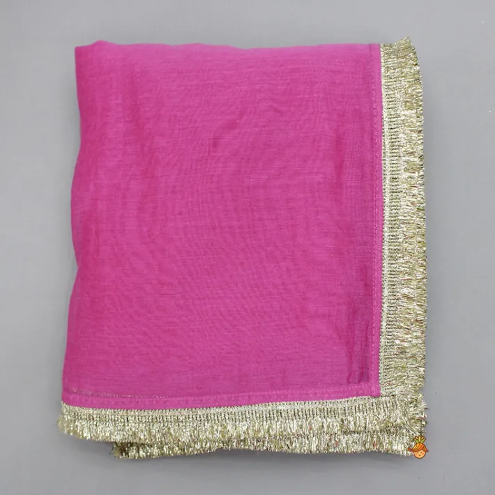 Hot Pink Embroidered Strappy Kurti And Tiered Sharara With Dupatta Ethnic Wear | Palazzos & Shararas