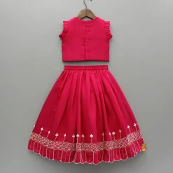 Outlet Pink Embroidered Top And Lehenga With Dupatta Ethnic Wear | Lehengas & Ghagras