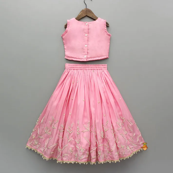 Hot Pink Embroidered Top And Lehenga Twinning Sets | Ethnic Wear