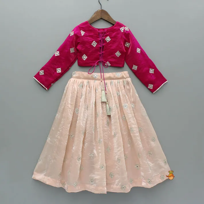 Outlet Pink Embroidered Top And Lehenga Ethnic Wear | Lehengas & Ghagras