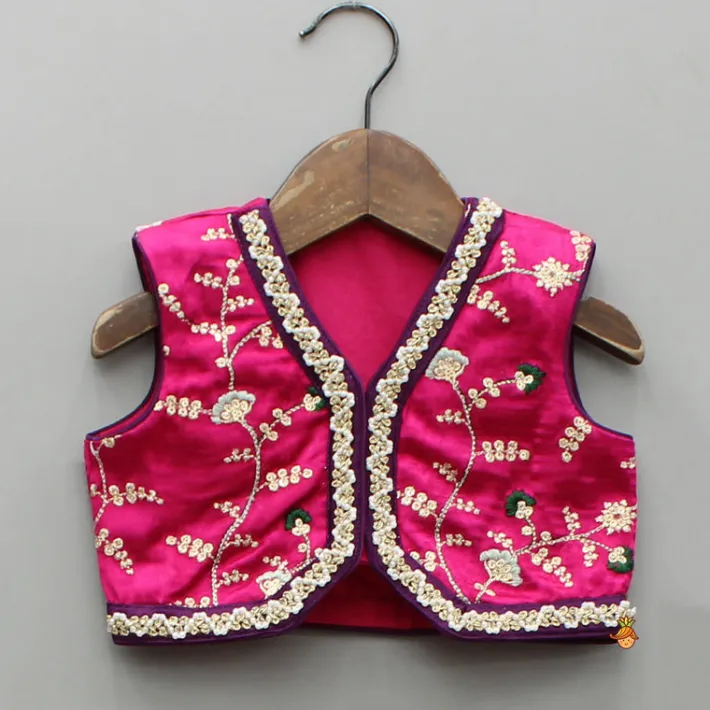 Best Pink Embroidered Top And Green Lehenga With Dupatta And Matching Potli Bag Ethnic Wear | Lehengas & Ghagras